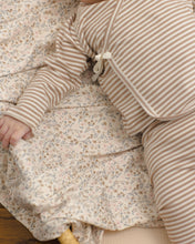 Load image into Gallery viewer, Wrap Top + Footed Pant Set | Almond Stripe