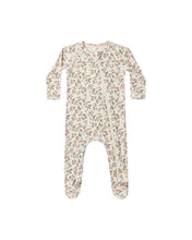 Load image into Gallery viewer, Bamboo Zip Footie | Holiday Floral