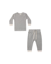 Load image into Gallery viewer, Waffle Top + Pant Set | Midnight Microstripe