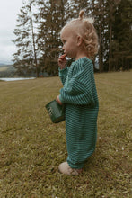 Load image into Gallery viewer, Sammy Romper in Thin Green Stripe