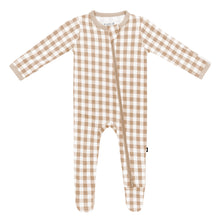 Load image into Gallery viewer, Zipper Footie | Gingham Bisque
