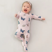 Load image into Gallery viewer, Zipper Footie | Blush Butterfly