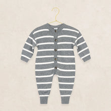 Load image into Gallery viewer, Newborn Knit Long Sleeve Onesie | Charcoal Stripe