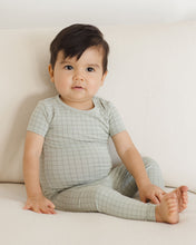 Load image into Gallery viewer, Bamboo Short Sleeve Pajama Set | Sage Grid