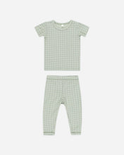 Load image into Gallery viewer, Bamboo Short Sleeve Pajama Set | Sage Grid
