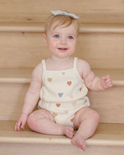 Load image into Gallery viewer, Waffle Cinch Romper | Confetti Hearts