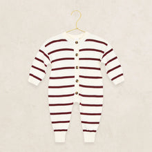 Load image into Gallery viewer, Newborn Knit Long Sleeve Onesie | Maroon Stripe