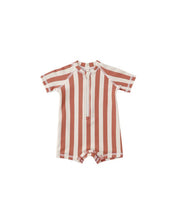 Load image into Gallery viewer, Zip Rashguard One-Piece | Retro Poppy Stripe