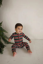 Load image into Gallery viewer, Bamboo Zip Pajama | Holiday Stripe