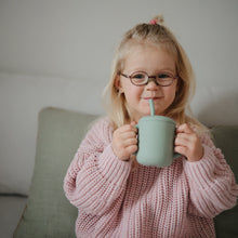 Load image into Gallery viewer, Silicone Training Cup + Straw | Cambridge Blue