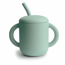 Load image into Gallery viewer, Silicone Training Cup + Straw | Cambridge Blue