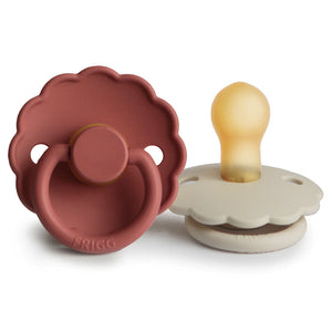 FRIGG Daisy Natural Rubber Pacifier (2 Pack) | Baked Clay/Cream