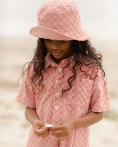 Terry Bucket Hat | Pink Check