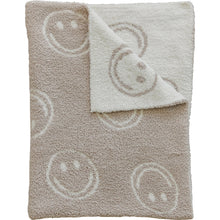 Load image into Gallery viewer, Plush Blanket | Smiley Taupe Checkered
