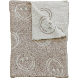 Plush Blanket | Smiley Taupe Checkered