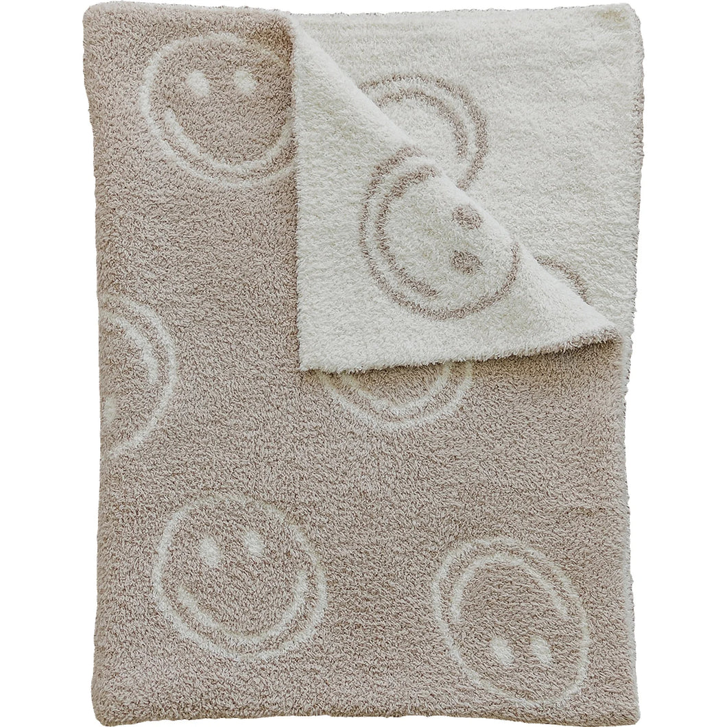 Plush Blanket | Smiley Taupe Checkered