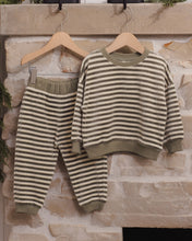 Load image into Gallery viewer, Velour Relaxed Sweatshirt | Spruce Stripe

