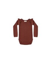 Load image into Gallery viewer, Shoulder Ruffle Bodysuit | Brick
