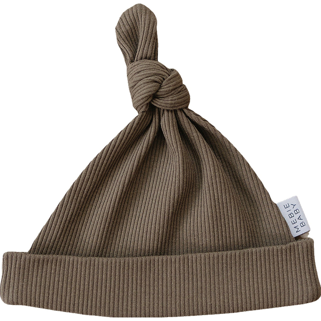 Organic Ribbed Knot Hat | Cocoa