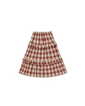 Load image into Gallery viewer, Ruffled Midi Skirt | Ruby Plaid
