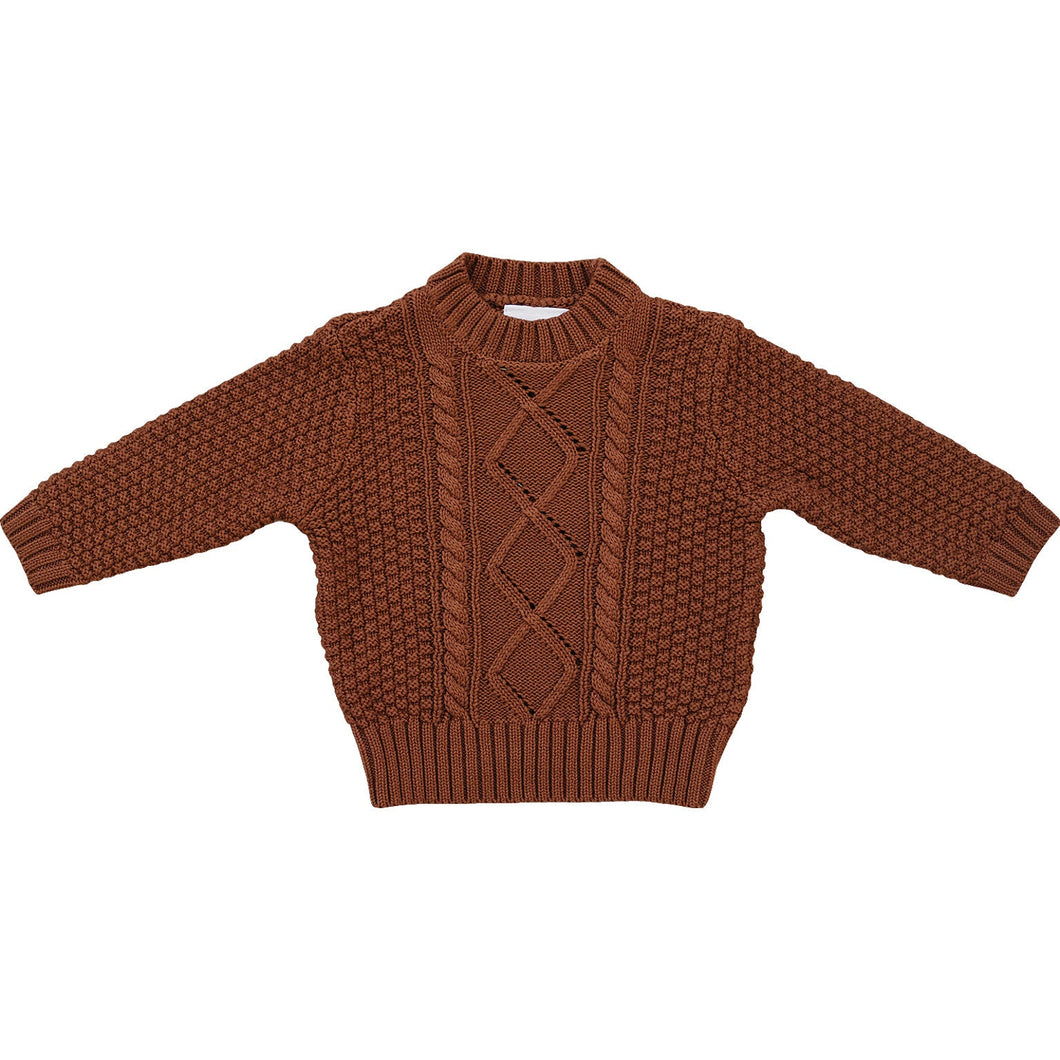 Cable Knit Sweater | Dark Rust