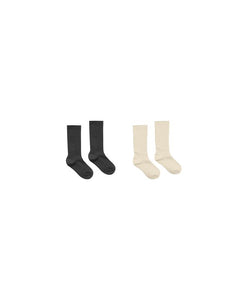 Ribbed Socks | Black + Antique