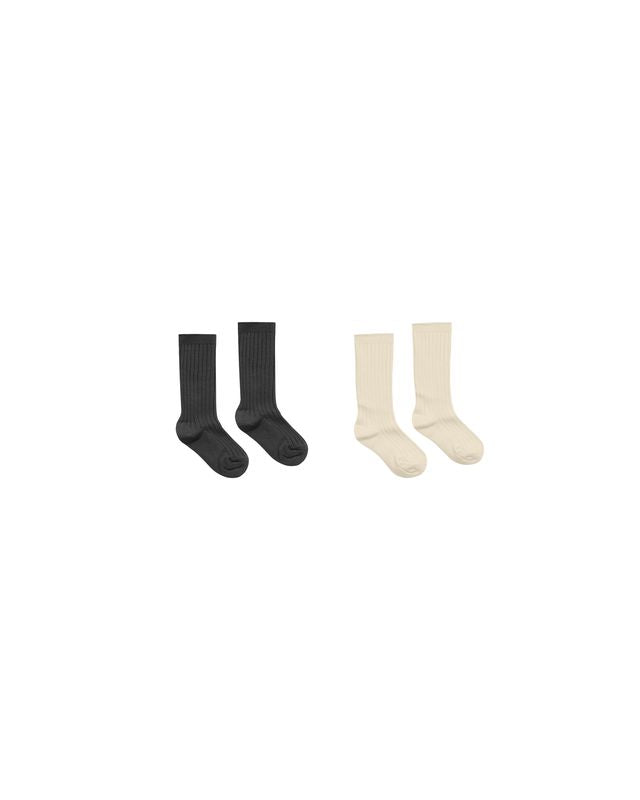 Ribbed Socks | Black + Antique