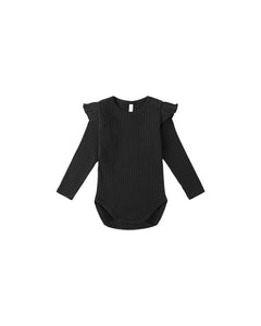 Shoulder Ruffle Bodysuit | Black