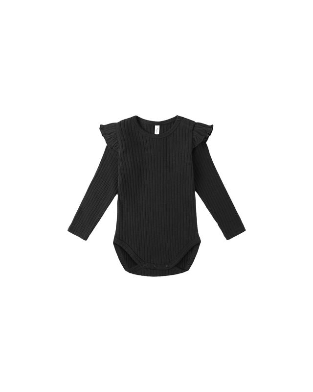 Shoulder Ruffle Bodysuit | Black