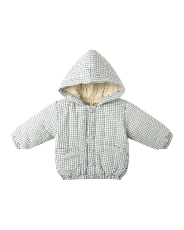 Hooded Woven Jacket | Blue Gingham