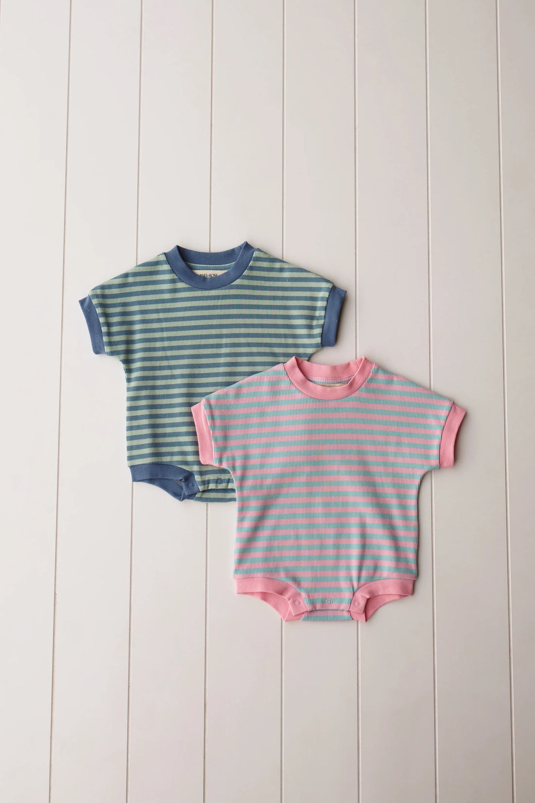 Blue Raspberry Stripe Romper