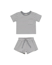 Load image into Gallery viewer, Pocket Tee + Short Set | Blue Stripe
