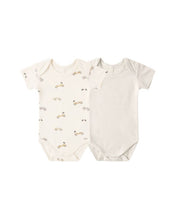 Load image into Gallery viewer, Short Sleeve Bodysuit Pack | Race Car + Oat Micro Stripe
