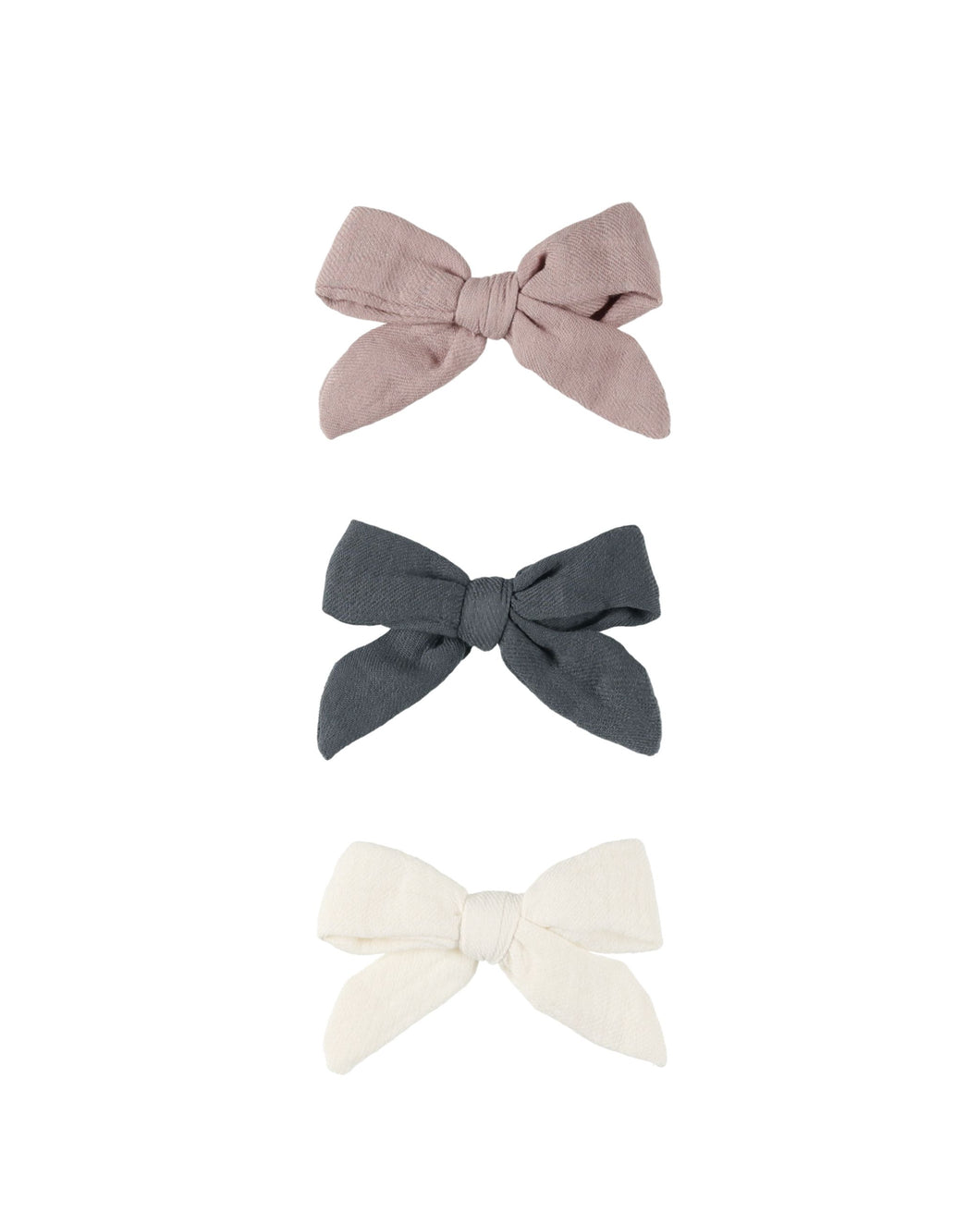 Bow w. Clip Set | Indigo, Mauve, Ivory