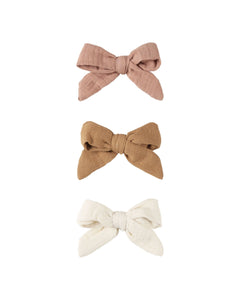 Bow w. Clip Set | Rose, Natural, Golden