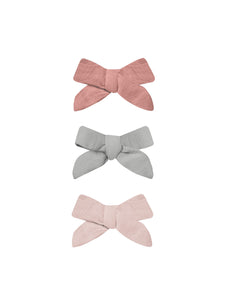 Bow w. Clip, Set of 3 | Lipstick, Sky, Bubblegum