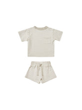 Load image into Gallery viewer, Boxy Pocket Tee + Short Set | Ash Stripe
