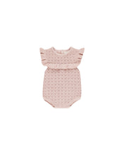 Load image into Gallery viewer, Pointelle Ruffle Romper | Bubblegum
