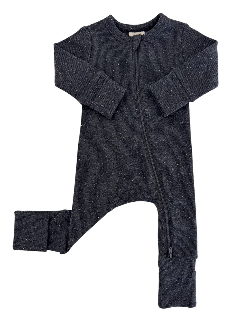 2-Way Zip Romper | Charcoal Speckle
