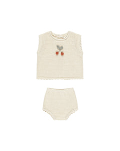 Scallop Knit Baby Set | Cherry