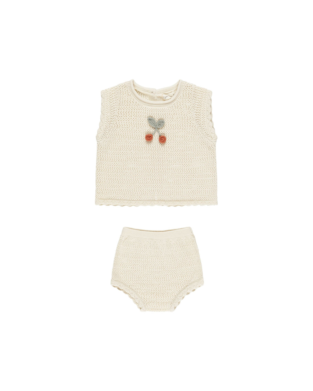 Scallop Knit Baby Set | Cherry