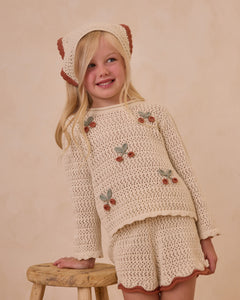 Crochet Knit Pullover | Cherries