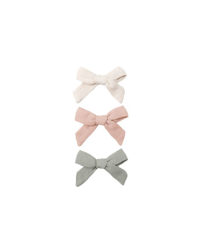 Bow w. Clip, Set of 3 | Natural, Fern + Rose