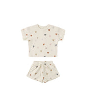 Load image into Gallery viewer, Waffle Tee + Short Set | Confetti Hearts
