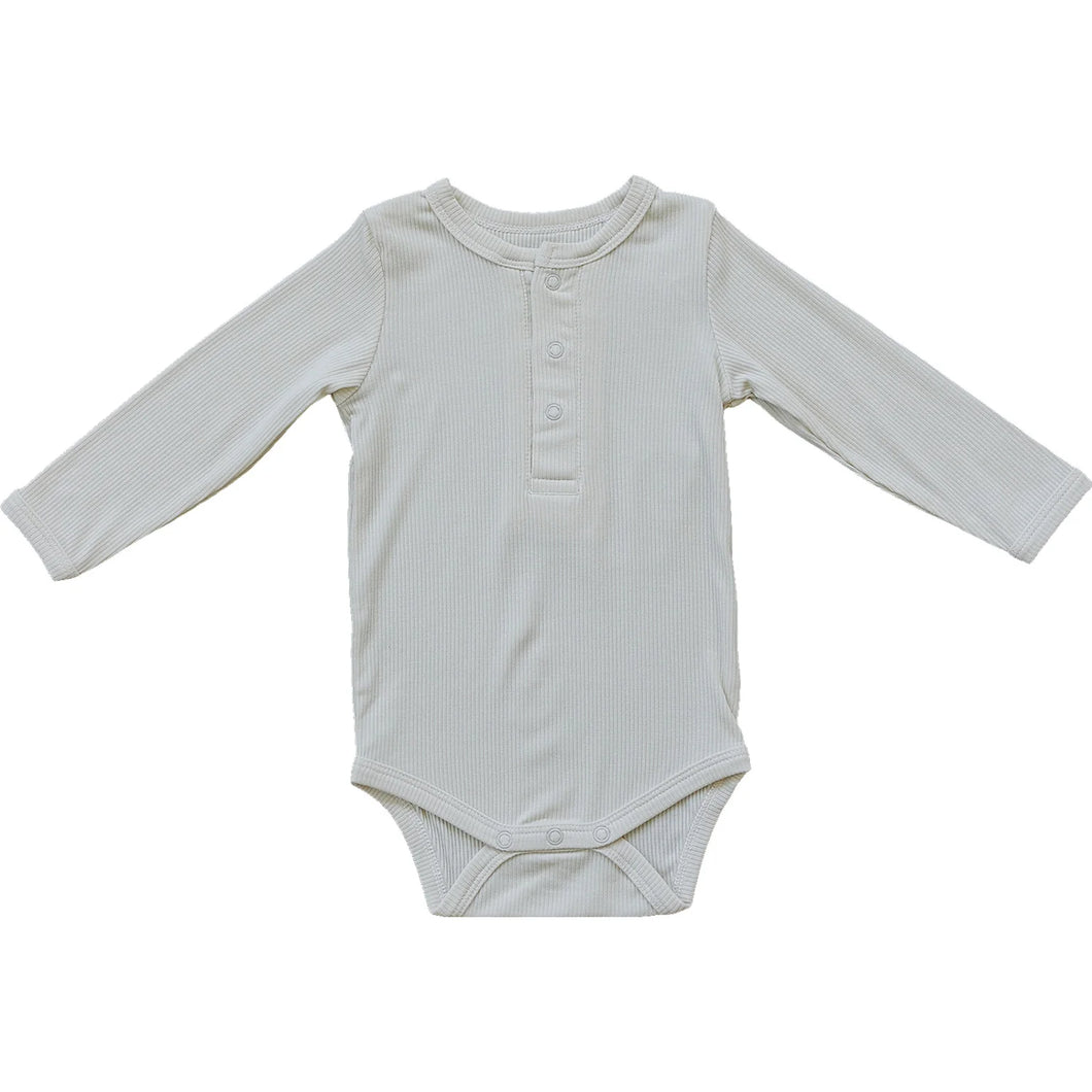 Bamboo Snap Long Sleeve Ribbed Bodysuit | Cream