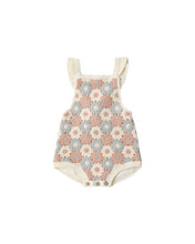 Load image into Gallery viewer, Crochet Romper | Blue, Light Pink + Ivory
