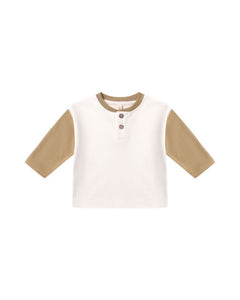 Long Sleeve Henley Tee | Gold