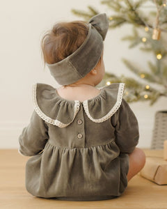Velour Bow Headband | Forest