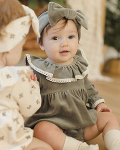 Velour Bow Headband | Forest