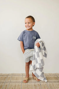 Plush Blanket | Grey Checkered